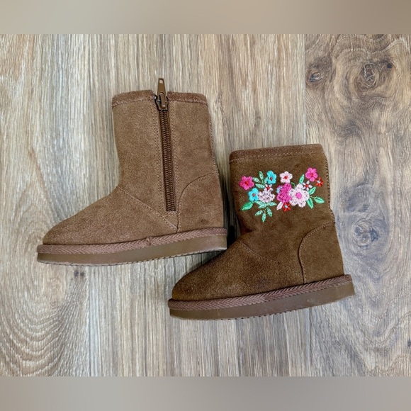Tucker + Tate Leather Embroidered Shearling Like Boots Girls Size 6 LNC - Picture 1 of 5